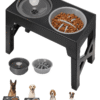 Adjustable Raised Pet Bowls with 2 Stainless Steel Food Bowls